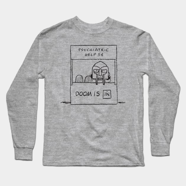 Doom Is In Long Sleeve T-Shirt by Super Secret Villain